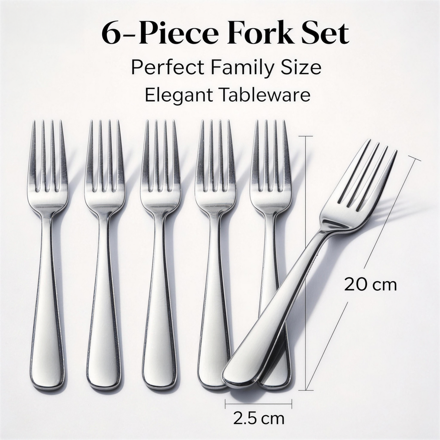 🍴 Premium Dinner Fork Set – 6 Stainless Steel Mirror Finish Forks for Everyday Dining