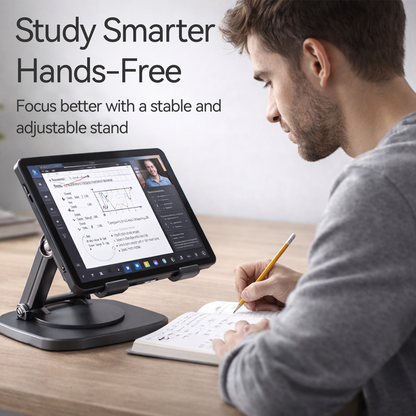 ⭐ 360° Rotating Tablet Stand – Foldable Aluminum Holder with Adjustable Viewing Angles