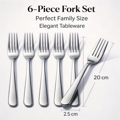 🍴 Premium Dinner Fork Set – 6 Stainless Steel Mirror Finish Forks for Everyday Dining