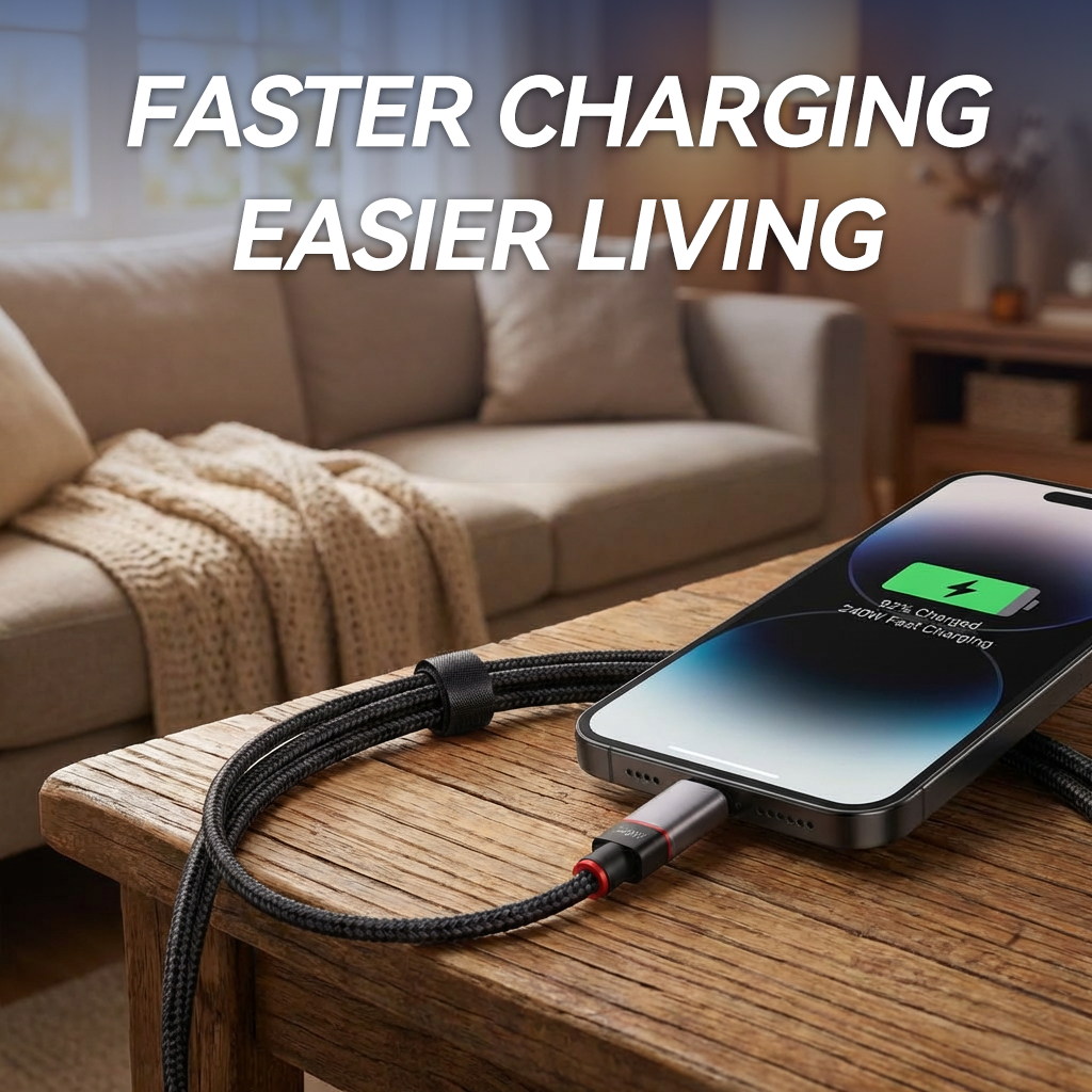 ⚡ 240W USB-C Braided Cable – Ultra-Fast Charging & 10Gbps Data Transfer for USB-C Devices