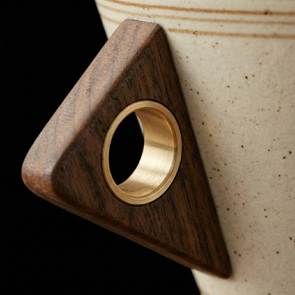 ☕ Vintage Coffee Cup & Saucer Set – Elegant Wooden Handle Design