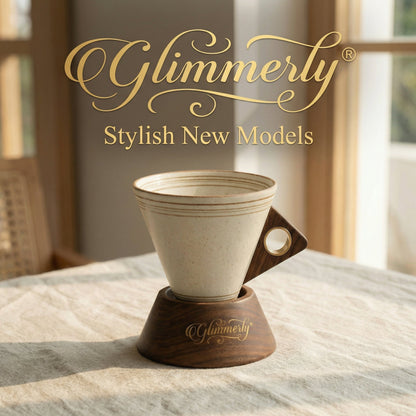 ☕ Vintage Coffee Cup & Saucer Set – Elegant Wooden Handle Design